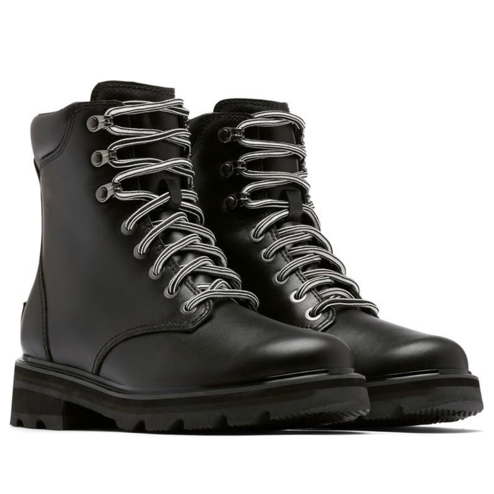 Sorel Lennox Women’s Black Leather Lace Up Waterproof Boots Size 7.5 *